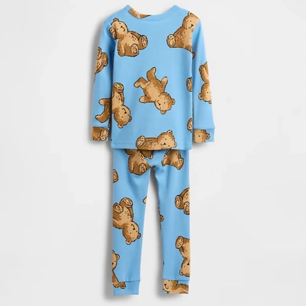 GAP Blue Organic Brushed Cotton Pajama Set with Teddy Bear Print - NWT 2Years